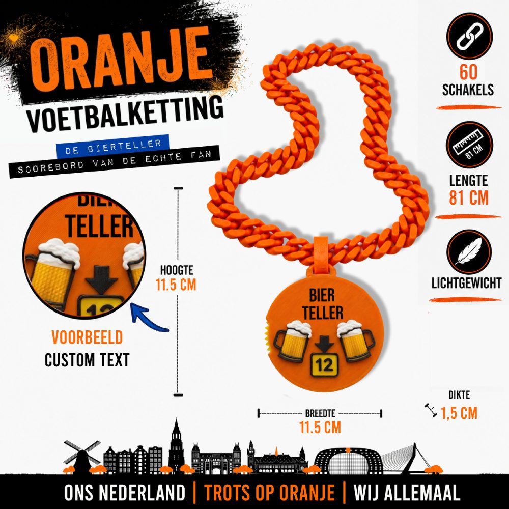 Bier Teller | Custom | Oranje Voetbalketting