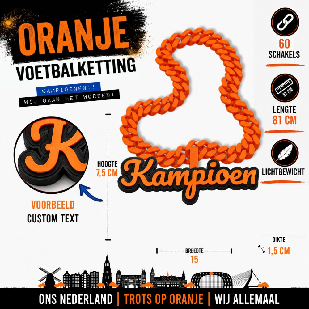 Kampioen | Custom | Oranje Voetbalketting 🔥
