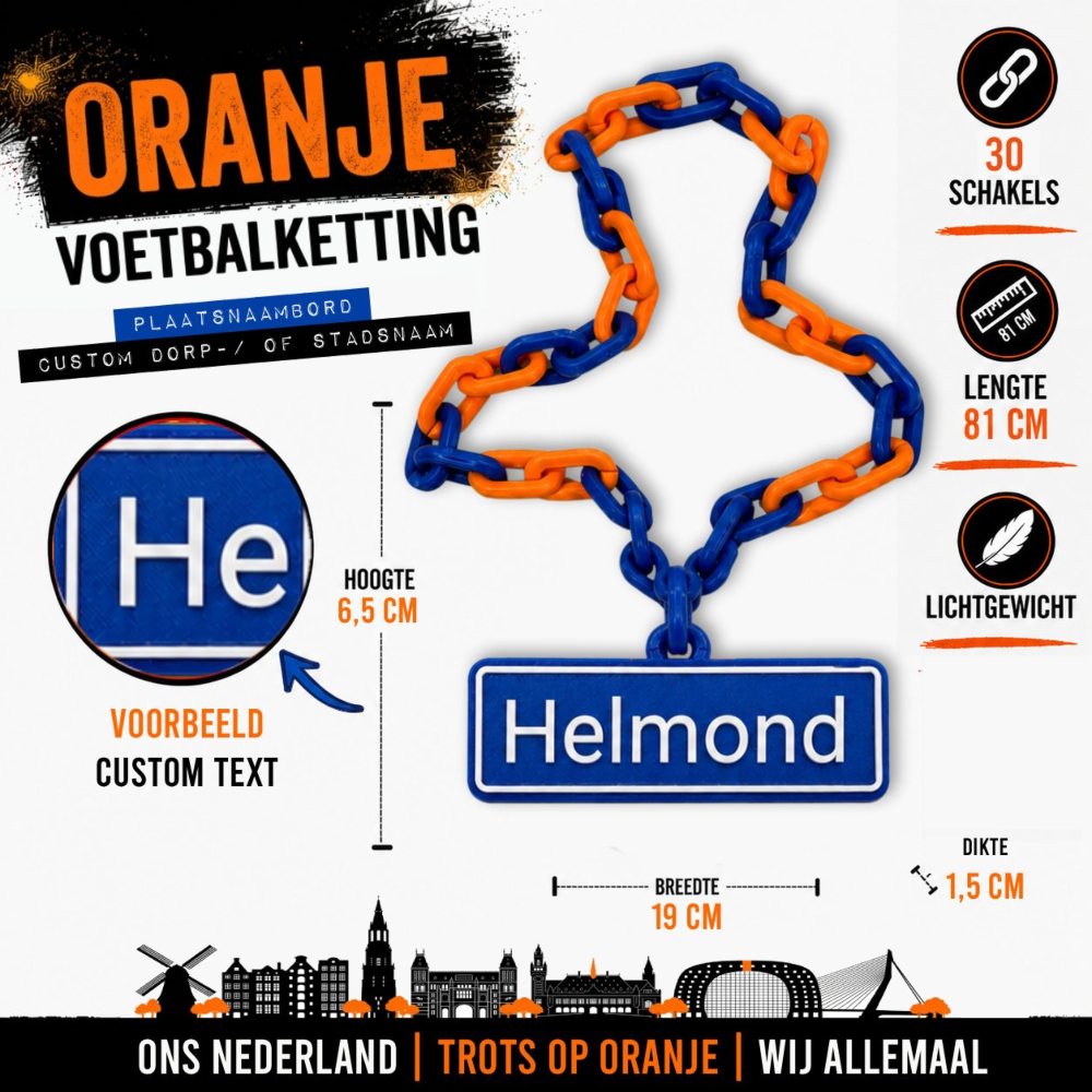 Plaatsnaambord | Custom | Oranje Voetbalketting 🔥