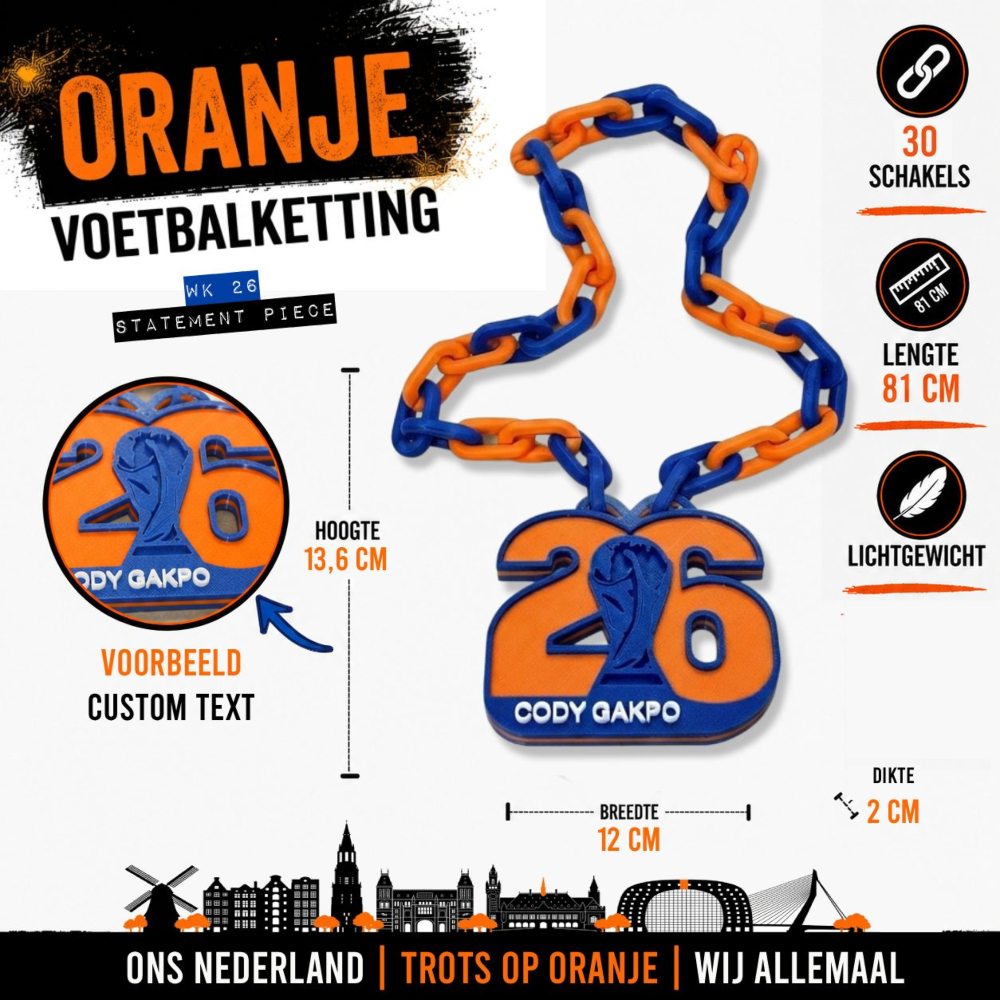 WK 26 Voetbalketting | Custom | Statement Piece